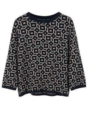 VINTAGE | Geometric Patterned Black and Metallic Gold Knit Sweater